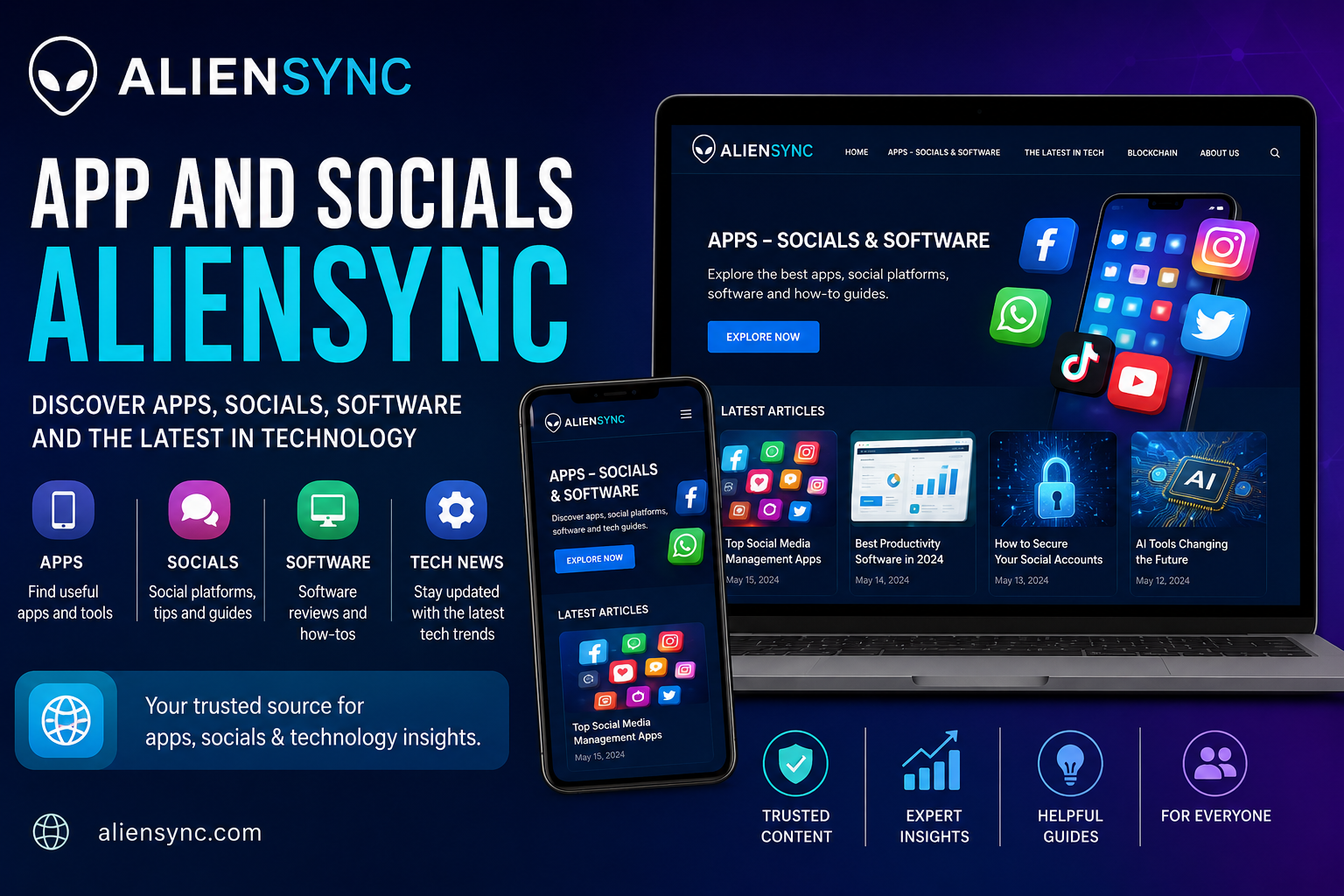app and socials aliensync